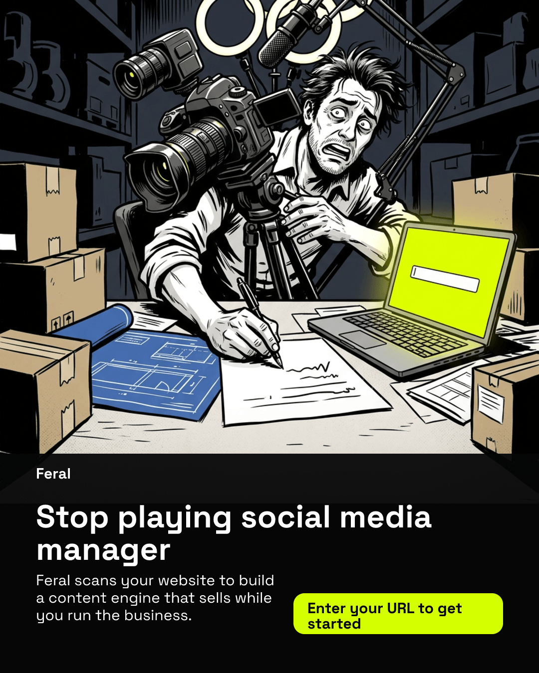 Comic panel sample image for a social media ad.
