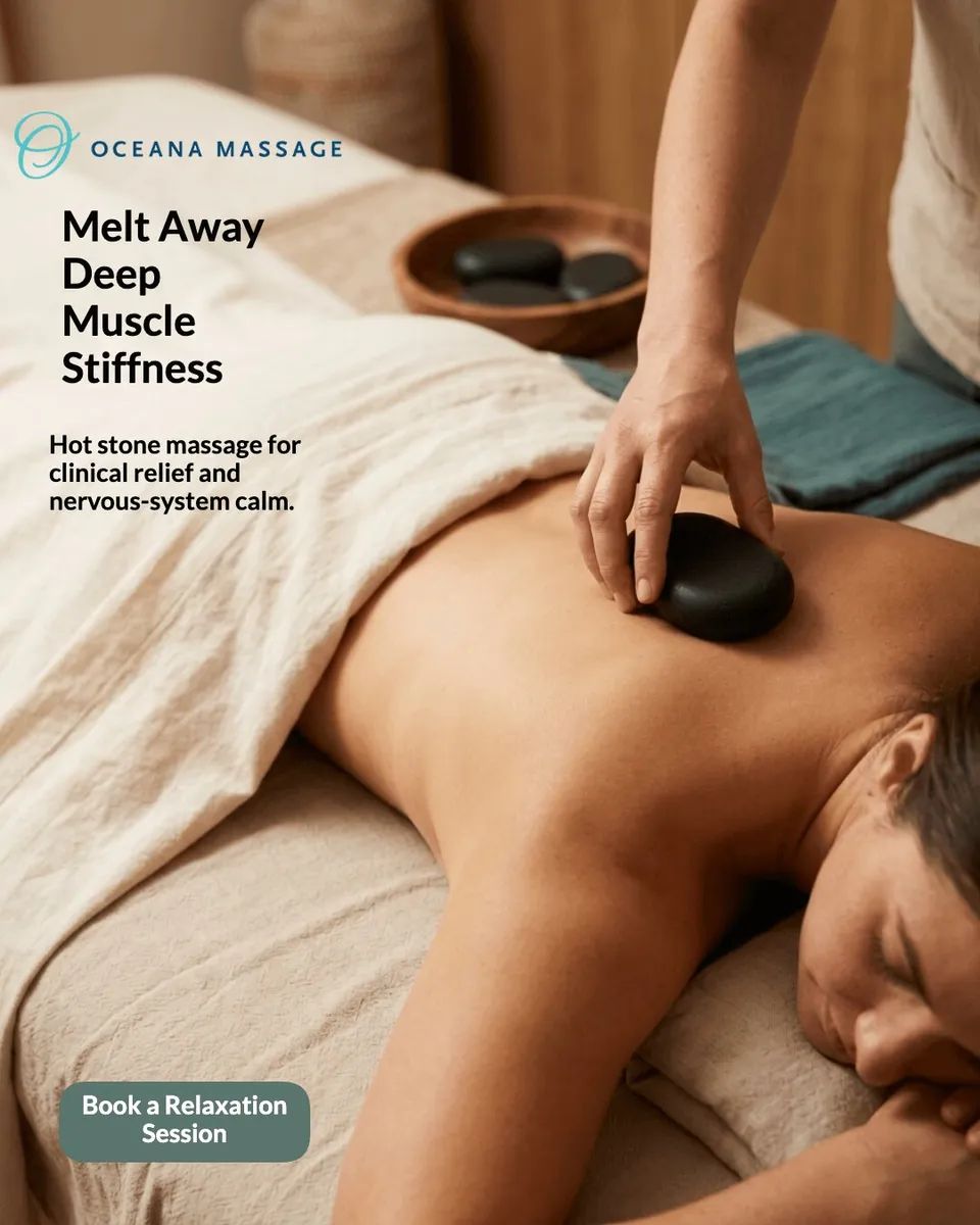 Hot-stone massage ad focused on deep muscle relief.